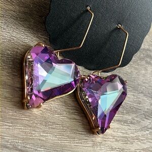 Hypoallergenic Amethyst & Gold Octagonal Dangle Earrings
